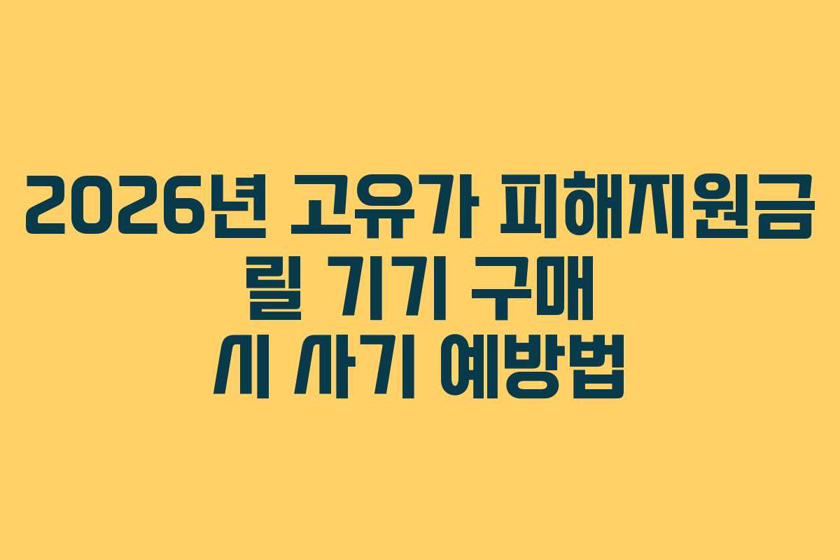 2026년 고유가 피해지원금 릴 기기 구매 시 사기 예방법