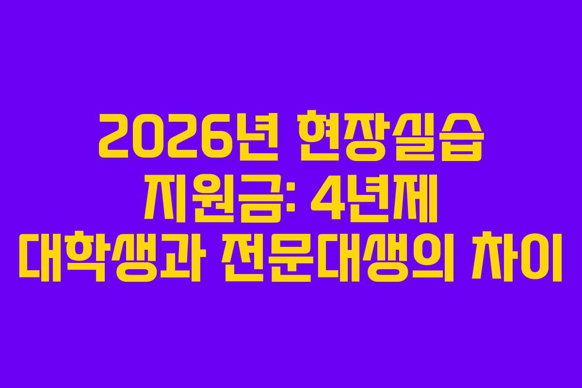 2026년 현장실습 지원금: 4년제 대학생과 전문대생의 차이