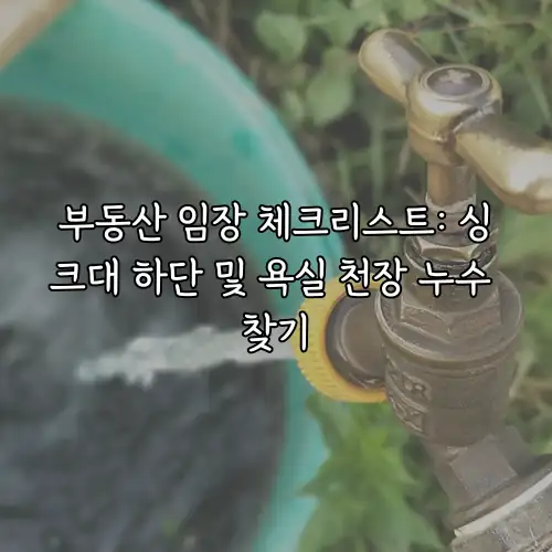 부동산 임장 체크리스트: 싱크대 하단 및 욕실 천장 누수 찾기