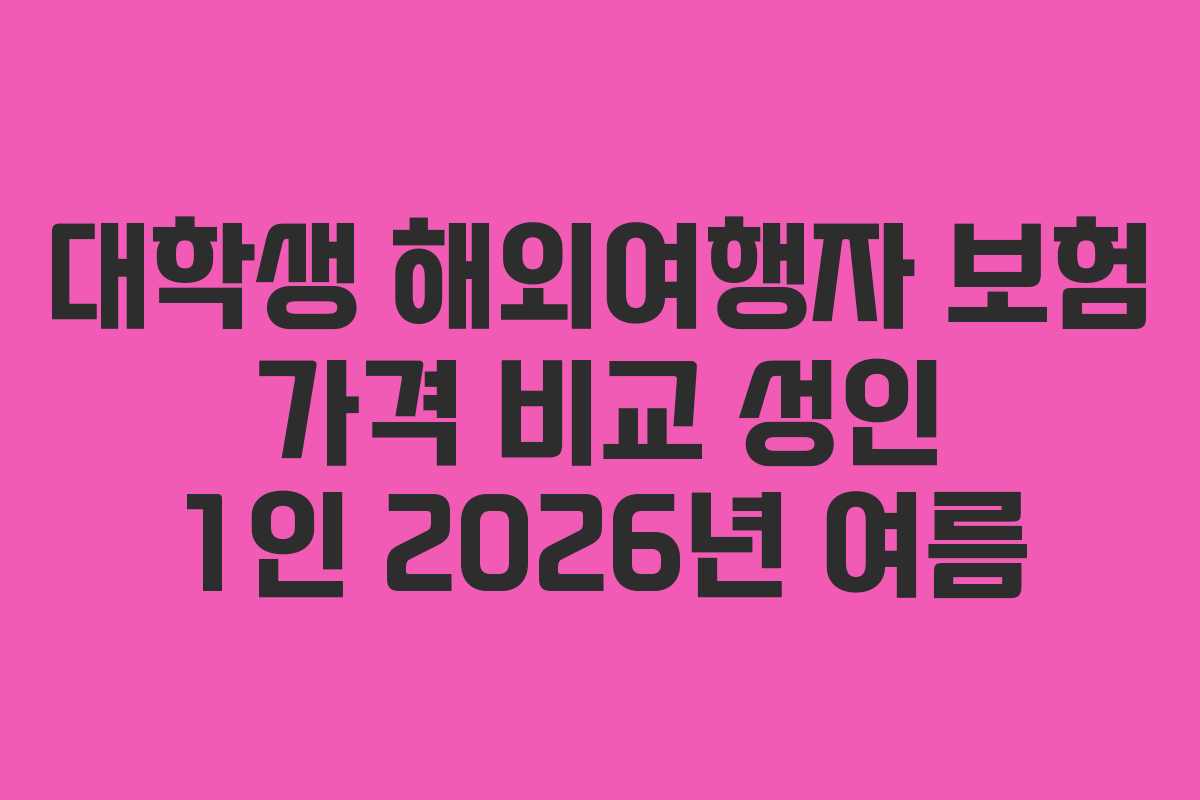 대학생-해외여행자-보험-가격-비교-성인-1인-2026년-여름