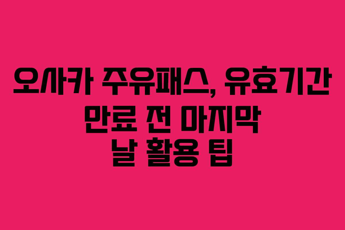 오사카-주유패스,-유효기간-만료-전-마지막-날-활용-팁
