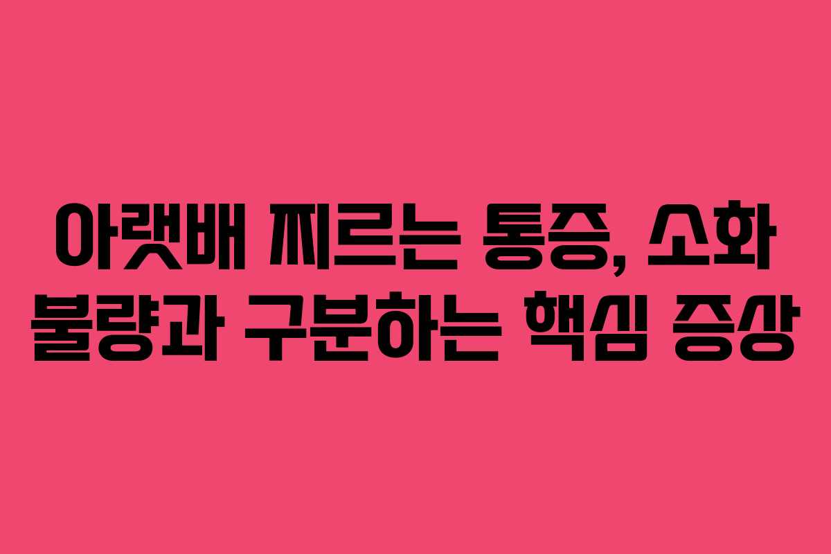 아랫배-찌르는-통증,-소화-불량과-구분하는-핵심-증상