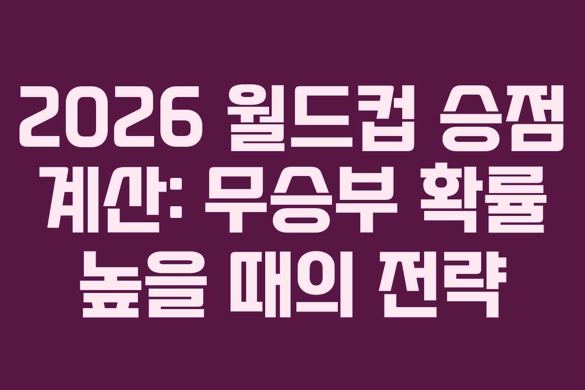 2026-월드컵-승점-계산-무승부-확률-높을-때의-전략